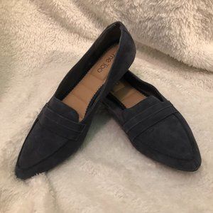 MeToo Navy Blue Suede Pointed Toe Flats, Size 11